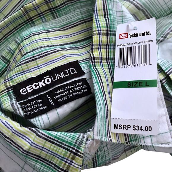 Ecko Unlimited NWT Plaid Button Down Shirt Boys L (16/18) - Picture 8 of 8